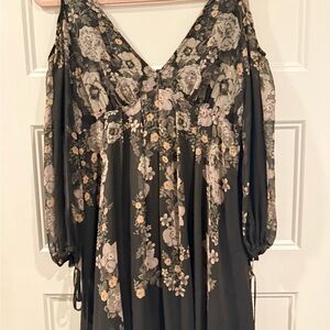Floral Black Mini Dress